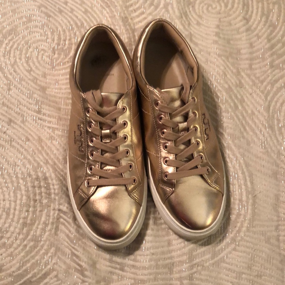 Exclusive Tory Burch metallic rose sneakers
